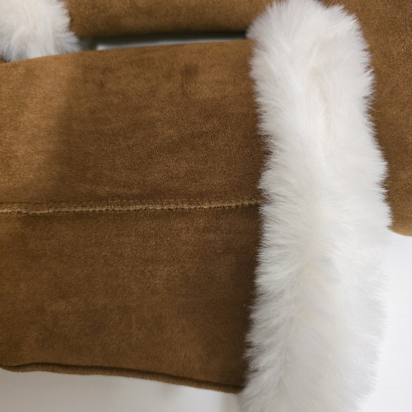 SO Chestnut Abigail Tan Brown Faux Suede Fur Trim Boots Calf Length Size 8.5 - Picture 12 of 17